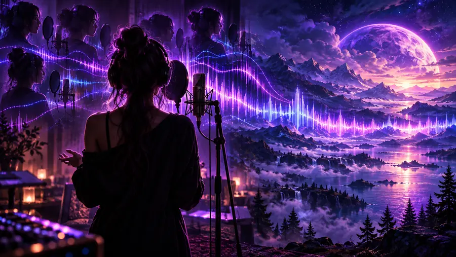 Illustration representing a singer and song developed together