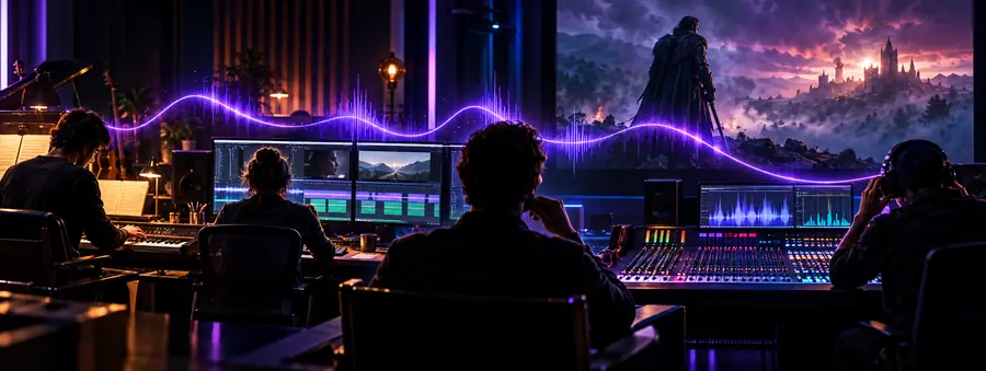Illustration of a film production music workflow