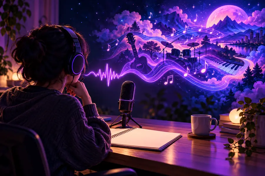 Illustration representing a more focused music creation concept