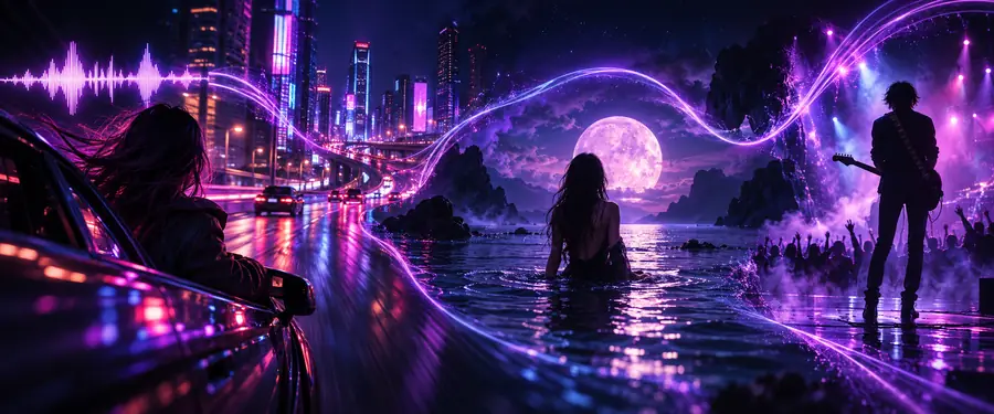 Concepto ilustrativo de vídeo musical que representa una dirección visual desarrollada