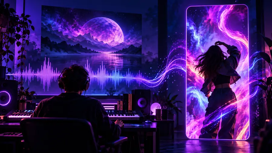 Illustrative visual for a short-form video considered with a custom soundtrack